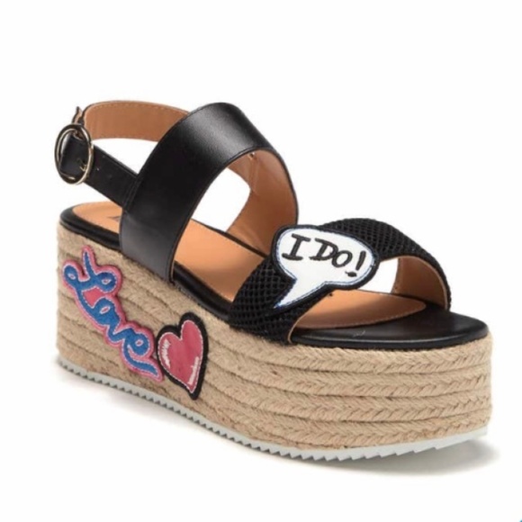 Moschino Shoes - LOVE Moschino Patch Ankle Strap Platform Sandal